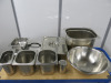 Assorted Stainless Steel Containers & Lids (As Viewed).