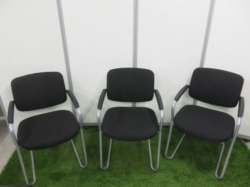 5 x Connection Havana Medium Back, Black Fabric Chairs, with Chrome Legs.