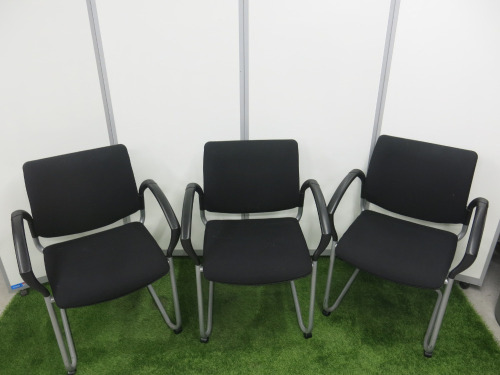 5 x LGA Black Fabric Chairs with Grey Legs.