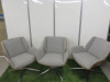 3 x Boss Design Kruze Low Back KRU12 Swivel Armchairs in Grey Fabric, with Wooden Back & Chrome Legs.