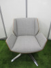 3 x Boss Design Kruze Low Back KRU12 Swivel Armchairs in Grey Fabric, with Wooden Back & Chrome Legs. - 2