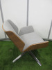 3 x Boss Design Kruze Low Back KRU12 Swivel Armchairs in Grey Fabric, with Wooden Back & Chrome Legs. - 3
