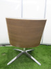 3 x Boss Design Kruze Low Back KRU12 Swivel Armchairs in Grey Fabric, with Wooden Back & Chrome Legs. - 4