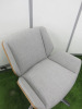 3 x Boss Design Kruze Low Back KRU12 Swivel Armchairs in Grey Fabric, with Wooden Back & Chrome Legs. - 5