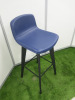 2 x OrangeBox Dark Blue Leather High Stools on Black Legs. - 2