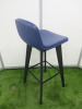 2 x OrangeBox Dark Blue Leather High Stools on Black Legs. - 3