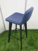 2 x OrangeBox Dark Blue Leather High Stools on Black Legs. - 4