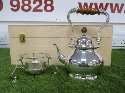The East India Company Silver Plated Samovar in Original Wooden Box.