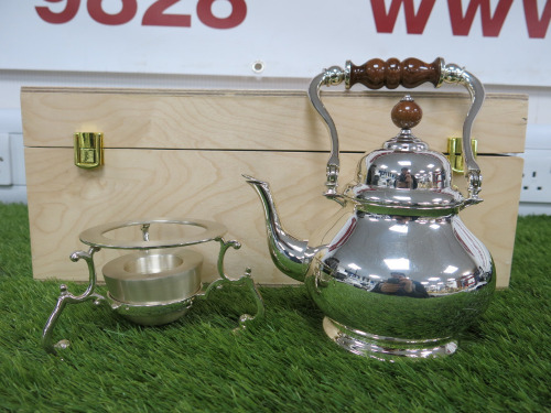 The East India Company Silver Plated Samovar in Original Wooden Box.