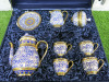 The East India Company Royal Bone China Benjarong 18ct Gold Hand Painted Tea Set in Presentation Case to Include: 1 x Tea Pot, 1 x Milk Jug, 1 x Sugar Bowl with Lid, 4 x Cups & 4 x Saucers. NOTE: missing 2 x cup & 2 x Saucers.
