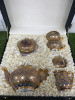 The East India Company Royal Bone China Banjarong 18ct Gold Hand Painted Tea Set in Presentation Case to Include: 1 x Tea Pot, 1 x Milk Jug, 1 x Sugar Bowl with Lid, 2 x Cups & 2 x Saucers.