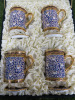 The East India Company Royal Bone China Benjarong 18ct Gold Hand Painted Set Of 4 Mugs with Strainer & Lid in Presentation Box.