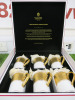 The East India Company Royal Bone China Tong Noon 18ct Gold Hand Painted Set of 6 Mugs with Strainer & Lid in White Presenation Box.