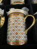 The East India Company Royal Bone China Benjarong 18ct Gold Hand Painted Set of 6 Assorted Mugs with Strainer & Lid in Red Presenation Box. - 2