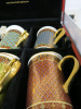 The East India Company Royal Bone China Benjarong 18ct Gold Hand Painted Set of 6 Assorted Mugs with Strainer & Lid in Red Presenation Box. - 4