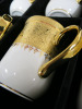 The East India Company Royal Bone China Tong Noon 18ct Gold Hand Painted Set of 6 Mugs in Red Presenation Box. - 3
