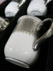 The East India Company Royal Bone China Tong Noon Platinum Hand Painted Set of 6 Mugs in Red Presenation Box. - 3