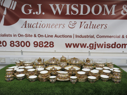 82 x Pieces of The East India Company Royal Bone China Banjarong 18ct Gold Hand Painted Crockery to Include: 1 x Large Coffee Pot, 2 x Tea Pots, 2 x Small Coffee Pots, 4 x Milk Jugs, 4 x Sugar Bowls with Lids, 2 x Large Dishes with Lids, 2 x Large Bowls, 