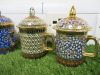 6 x The East India Company Royal Bone China Benjarong 18ct Gold Hand Painted Mugs with Lids. - 2