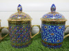 6 x The East India Company Royal Bone China Benjarong 18ct Gold Hand Painted Mugs with Lids. - 3