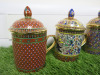 6 x The East India Company Royal Bone China Benjarong 18ct Gold Hand Painted Mugs with Lids. - 4