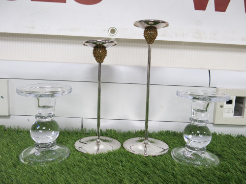 2 x Pair of Candle Holders to Include: 1 x Glass Pair & 1 x Stainless Steel.
