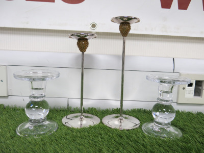 2 x Pair of Candle Holders to Include: 1 x Glass Pair & 1 x Stainless Steel.