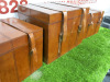 3 x Leather Storage Trunks to Include: 1 x H39 x W51 x D38cm & 2 x H31 x W41x D31cm. - 3