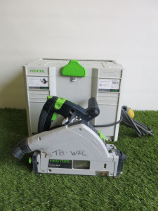 Festool Circular Saw, Model TS 55 REQ, 110V. Comes with Festool Systainer T-Lock Carry Case.