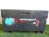 Armogard Tuffbank Heavy Duty Tool Chest or Site Security Box, S/N X31634. Size H63 x W114 x D61cm. Open no Key.