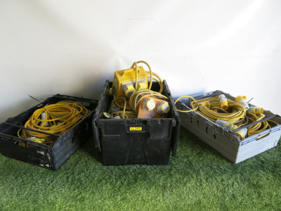 110V Site Accessories to Include: 3 x 4 Way & 1 x 2Way 110V Site Splitter Boxes, 10 x 110V Extension Leads. Crate not included.