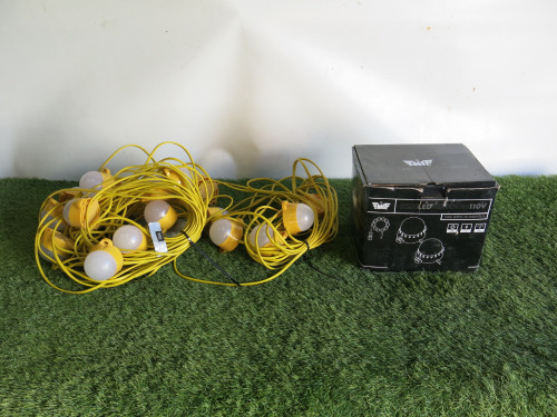2 x Assorted Length Elite LED Festoon 110V Site Lights to Include: 1 x Boxed New 22 Meter & 1 Others.