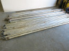 Approx 125 Assorted Pieces of Large Aluminium Scaffold Tower Component Parts to Include: 77 x Assorted Length Brace Bars, 32 x Stabiliser Legs, 9 x Frames, 3 x Stand Platforms & 4 x Trapdoor Platforms. - 9