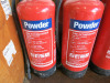 Quantity of Fire Extinguishers & Site Fire Extinguisher Stands to Include: 4 x Commander 9kg Powder Fire Extinguishers, 4 x Sentinel 9Lt Water Fire Extinguishers, 1 x Sentinel Foam 9Lt Fire Extinguisher, 9 x Mobile Double Fire Extinguisher Trolleys with 3 - 2