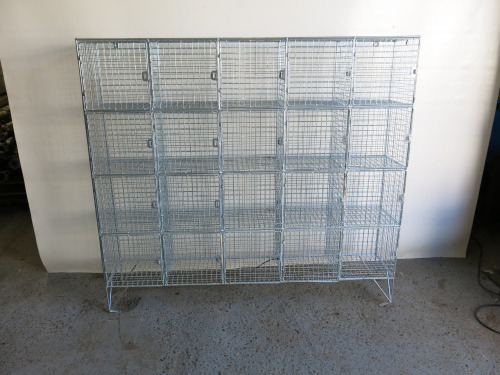 20 Door Wire Mesh Locker, Size H136 x W151 x D30cm.