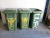 4 x Large Green Wheelie Bins. NOTE: 1 missing lid.