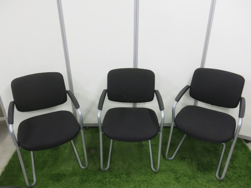 4 x Connection Havana Medium Back, Black Fabric Chairs, with Chrome Legs.