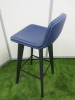 2 x OrangeBox Dark Blue Leather High Stools on Black Legs. - 4