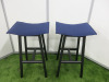 2 x OrangeBox NL-JAY-01 Dark Blue Fabric Backless High Stools on Black Legs.