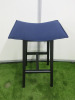 2 x OrangeBox NL-JAY-01 Dark Blue Fabric Backless High Stools on Black Legs. - 2
