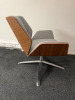Boss Design Kruze Low Back KRU12 Swivel Armchair in Grey Fabric, with Wooden Back & Chrome Legs. - 2