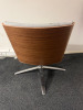 Boss Design Kruze Low Back KRU12 Swivel Armchair in Grey Fabric, with Wooden Back & Chrome Legs. - 3