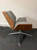 Boss Design Kruze Low Back KRU12 Swivel Armchair in Grey Fabric, with Wooden Back & Chrome Legs. - 4