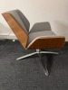 Boss Design Kruze Low Back KRU12 Swivel Armchair in Grey Fabric, with Wooden Back & Chrome Legs. - 2