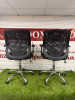 2 x Black Swivel Office Chairs, with Fabric Seats, Armrests, Mesh Back & Chrome Legs. - 4