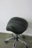 Height Adjustable Black Saddle Massage Stool, with Chrome Legs. - 2