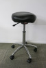 Height Adjustable Black Medical Rolling Stool, with Chrome Legs.