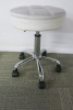 Height Adjustable Grey Crossed Design Medical Rolling Stool, with Chrome Legs. - 3