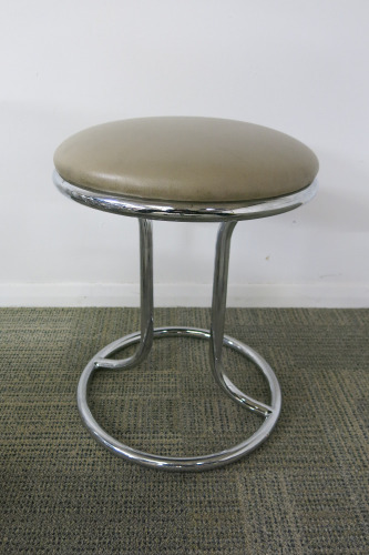 Beige Cushioned Stool, with Chrome Legs.