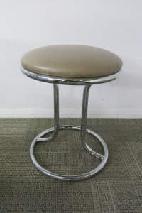 Beige Cushioned Stool, with Chrome Legs.